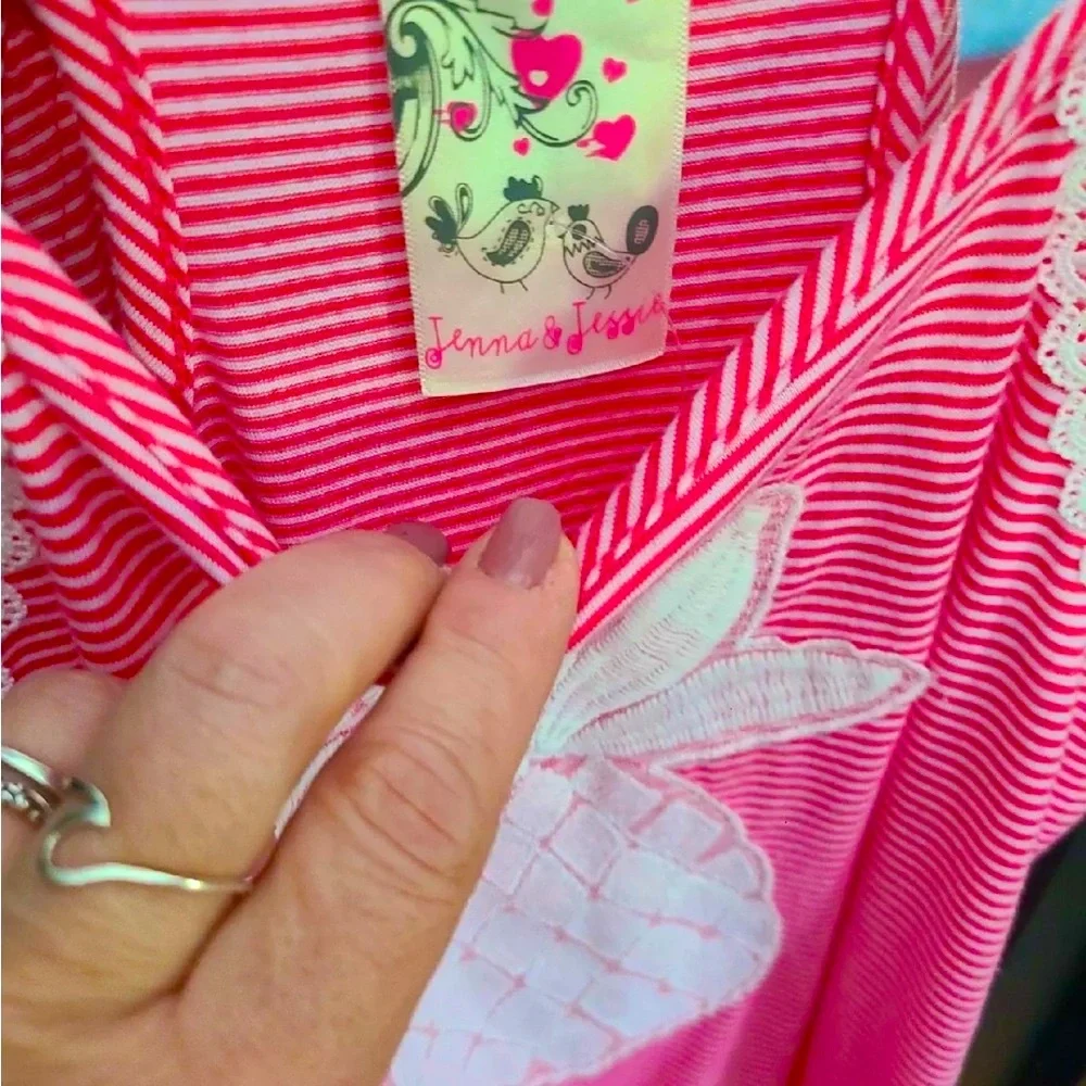 🌟RARE🌟 Jenna And Jessie Pineapple Maxi Dress Bright Pink Barbie Pink